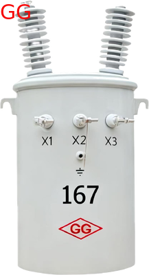 Buy 167kV Single Phase Pole Mounted Distribution Transformer with Multi-Voltage Output and ONAN Cooling online manufacture
